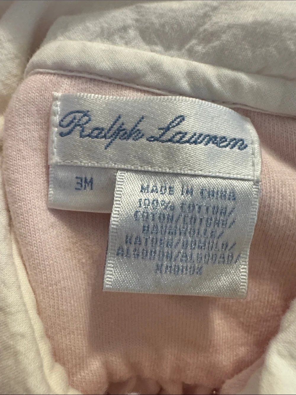 Ralph Lauren Pink Floral One-Piece with White Peter Pan Collar